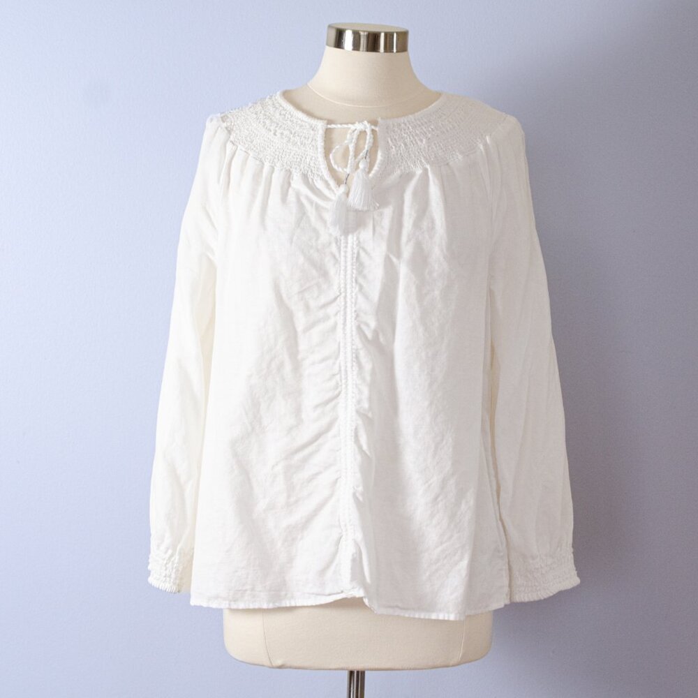 Rachel Zoe Linen Cotton Embroidered Tunic with tassels.